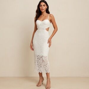 Anthropologie Amable By Mable Bridal White Lace Cut Out Dress NWT S